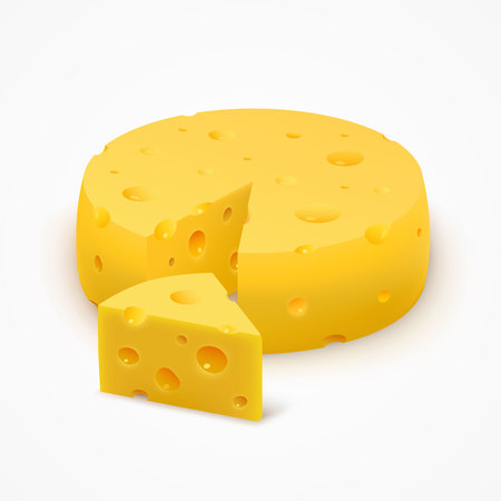 Triangular piece of cheese, object onthe white background. Vector illustrationの写真素材