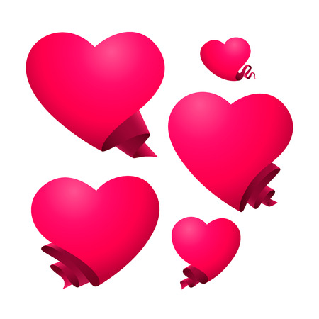A set of pink hearts templates of different sizes and shapes Vector illustration.のイラスト素材