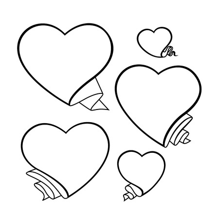 A set of pink hearts templates of different sizes and shapes Vector illustration.のイラスト素材