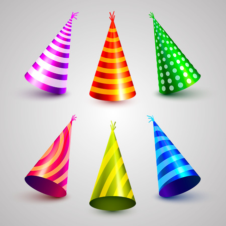 Birthday party hat set collection on the white background  Vector illustrationのイラスト素材