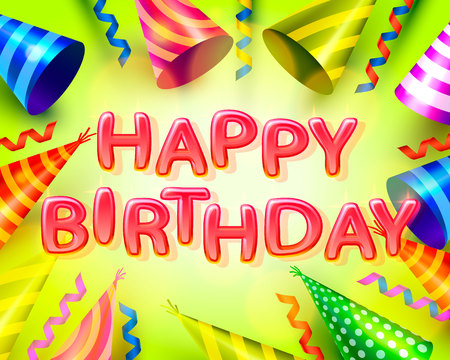 Happy Birthday party hat cover signboard Vector illustrationのイラスト素材