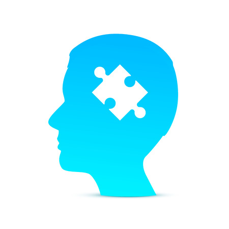 Head puzzle brain on the white background Vector Illustrationのイラスト素材