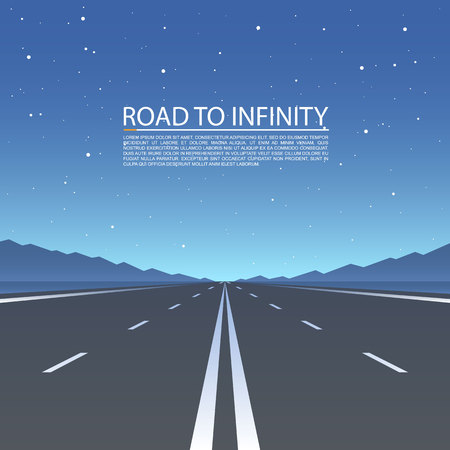 Road to infinity, Road vector highway, Vector illustration, Road sky background.のイラスト素材