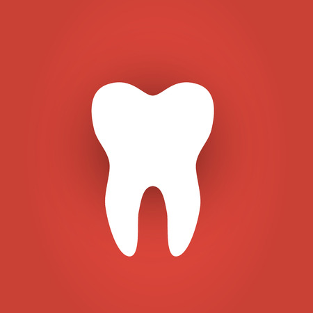 Sticker paper tooth on red background. Vector Illustrationのイラスト素材