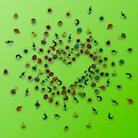 People in the heap in the form of a symbol to confirm. Vector illustrationの写真素材