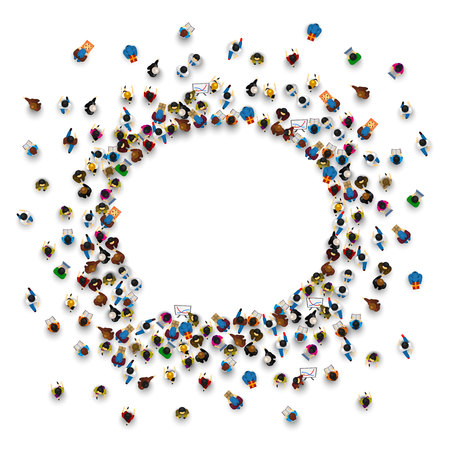 A group of people shaped as a chat icon, isolated on white background. Vector illustrationの写真素材