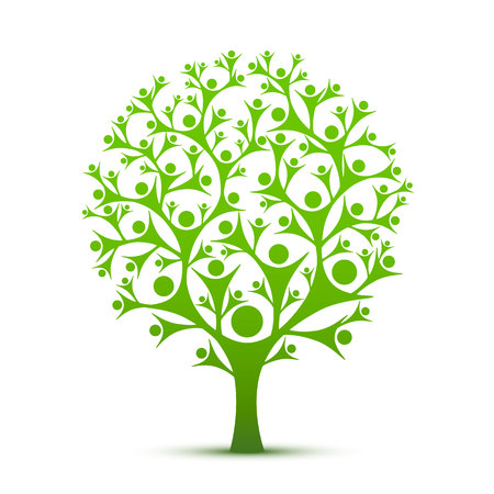 People tree sign color green on the white background. Vector illustrationのイラスト素材