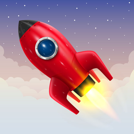 Space rocket launch, Startup creative idea, Rocket background, Vector illustrationのイラスト素材