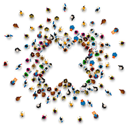 People in the heap in the form of a symbol to ban. Vector illustrationのイラスト素材