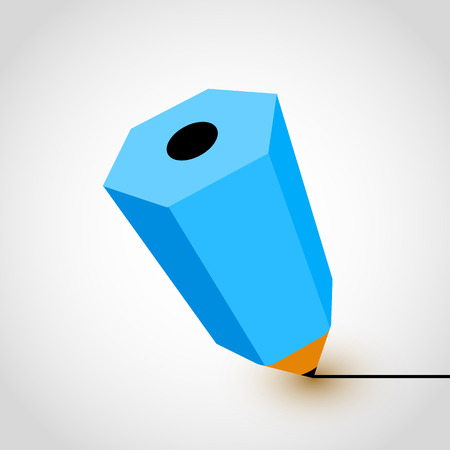 Blue pencil icon on white background.のイラスト素材