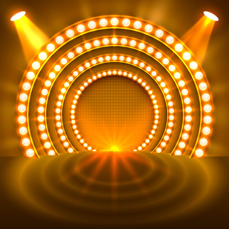 Show light podium gold background. Vector illustrationの写真素材