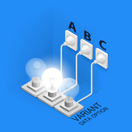 Lamp plugged in isometric art. Vector illustrationのイラスト素材