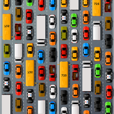 Road cars transport, traffic jam background. Vector illustrationの写真素材