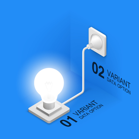 Lamp plugged in isometric art. Vector illustrationの写真素材