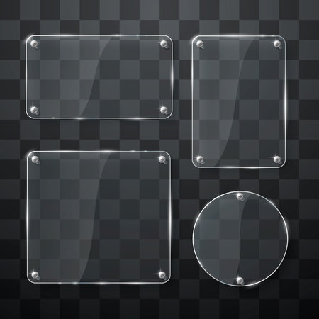 Set of glass frames on transparent . Vector illustrationの写真素材