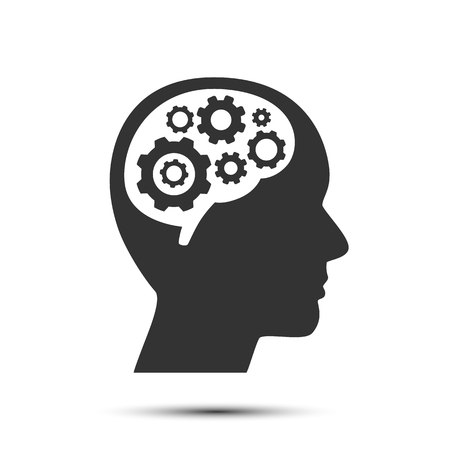 Head with gears in brain, object on a white background, Vector illustrationの写真素材