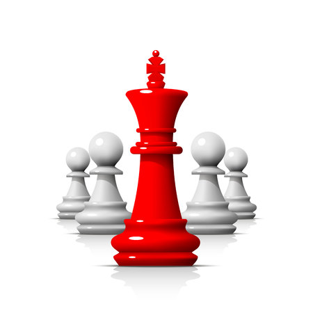 Leader in the chess game, business team on the white background . Vector illustrationの写真素材
