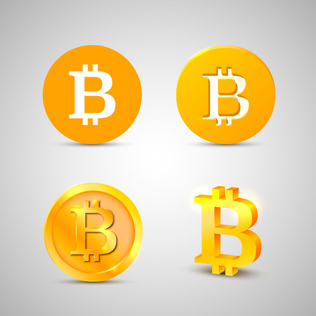 Bitcoin icons set on the white background. Vector illustrationの写真素材