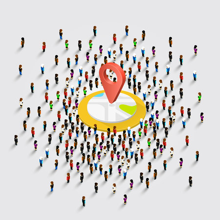 People stand around the location on a white background . Vector illustrationの写真素材