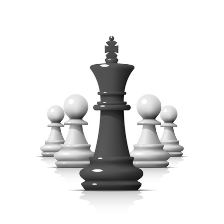 Leader in the chess game, business team on the white background . Vector illustrationの写真素材