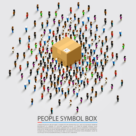 Lot of people near the parcel. Vector illustrationの写真素材