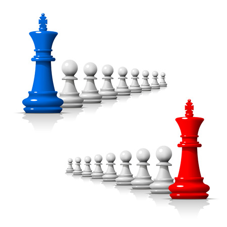 Leader in the chess game, business team on the white background . Vector illustrationの写真素材