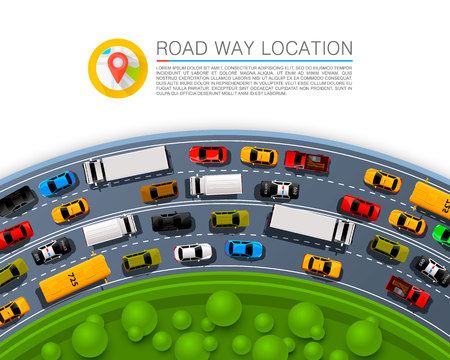 Road way location, Car racing info art cover. Vector Illustrationの写真素材