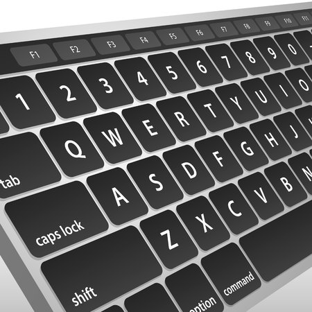 Keyboard on white background in perspective . Vector illustration