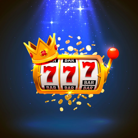 King slots 777 banner casino on the blue background. Vector illustrationのイラスト素材