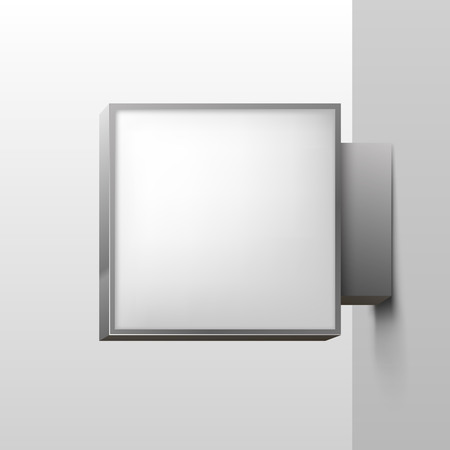 White square signboard on white background. Vector illustrationの写真素材