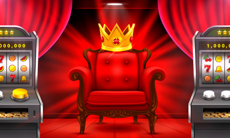 Casino 3d slots machine wins the jackpot, Scene background art. Vector illustrationの写真素材