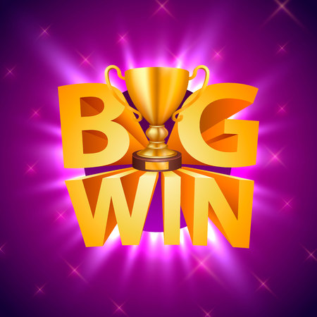 Big win cup casino signboard, game banner design. Vector illustrationの写真素材