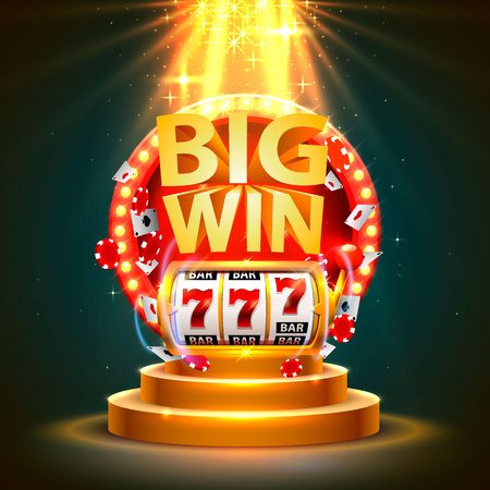 Big win slots 777 banner casino. Vector illustrationのイラスト素材
