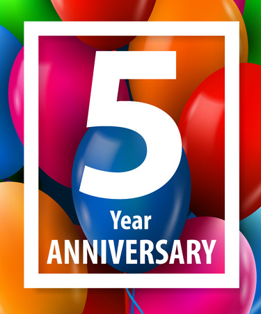 Five years anniversary. 5 year. Greeting card or banner concept. Vector illustration.の写真素材