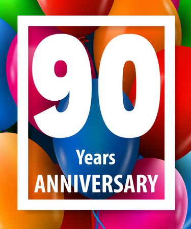 Ninety years anniversary. 90 years. Greeting card or banner concept. Vector illustration.の写真素材