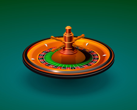 Casino roulette object realistic on the green background. Vector illustrationの写真素材