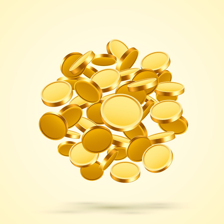Many flying coins in the form of a ball. Vector illustrationの写真素材