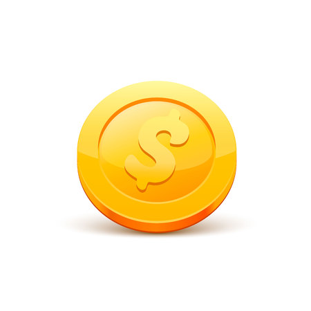 Coins dollar gold sign on the white background. Vector illustrationの写真素材
