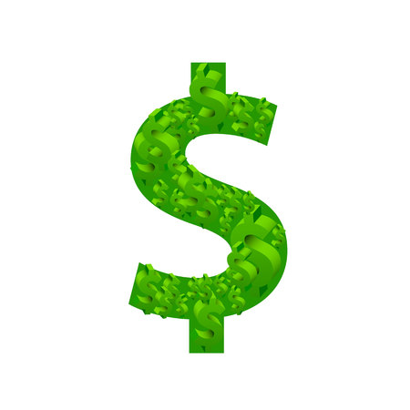 Dollar many sign on the white background. Vector illustrationの写真素材