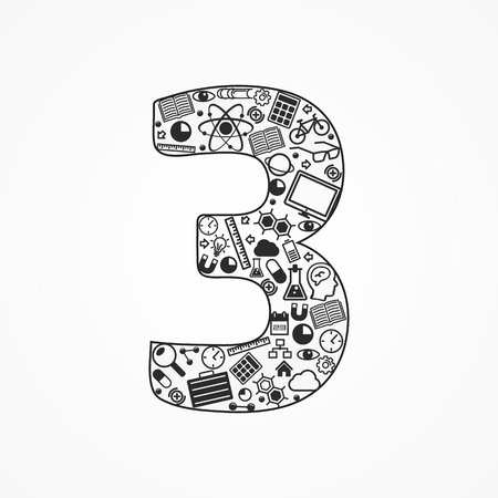 A set technology icons shaped as three number. Vector illustrationの写真素材