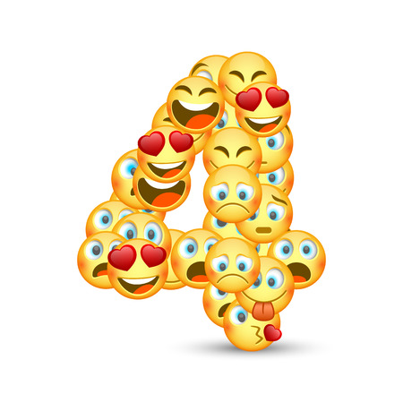 A set of emoticons shaped as four number. Vector illustrationの写真素材