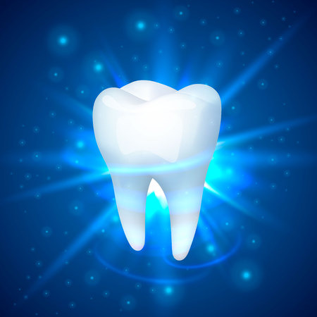 Tooth on a blue background, template design element, Vector illustrationのイラスト素材