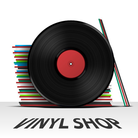 Vinyl record shop cover album, Vector illustrationのイラスト素材