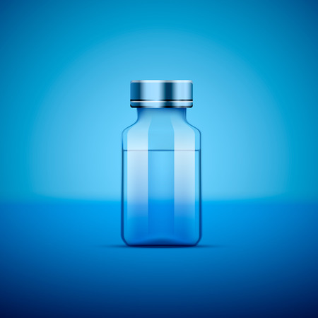 Medical ampoule, Objects on blue background. Vector illustrationのイラスト素材