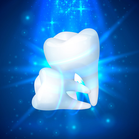 Tooth on a blue background, template design element, Vector illustrationのイラスト素材