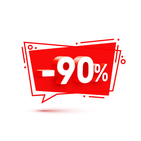 Banner 90 off with share discount percentage. Vector illustrationのイラスト素材