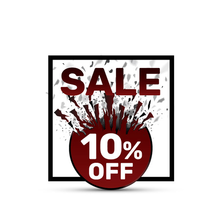 Banner 10 off with share discount percentage. Vector illustrationのイラスト素材