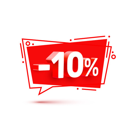 Banner 10 off with share discount percentage, color set. Vector illustrationのイラスト素材