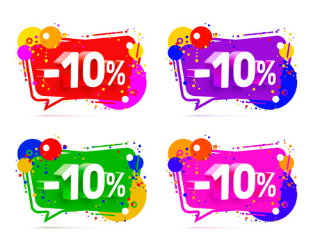 Banner 10 off with share discount percentage. Vector illustrationのイラスト素材