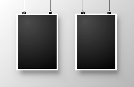 Foto frame hang on the white background. Vector illustrationのイラスト素材